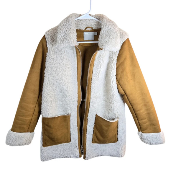 Asos Womens Tan Shearling Coat. - Picture 1 of 7